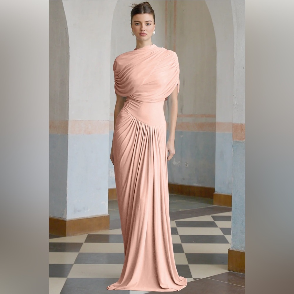NWT Catherine asymmetrical pleated maxi dress in Pink